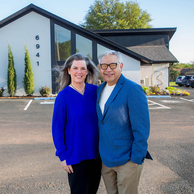 Dr. Juan R. Lopez, DDS and Dr. Shannon L. Griffin, DMD outside Lopez Dental Associates office at Lawton, OK